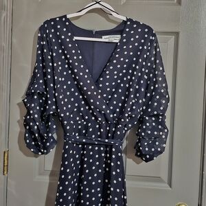 Blue and white polkadot dress